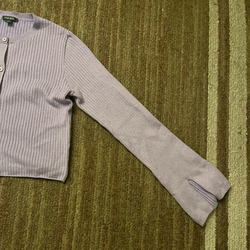 Lilac Ribbed Cardigan - Picture 2 of 5
